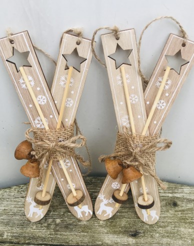 Deko-Ski aus Holz braun 21cm 2Stk