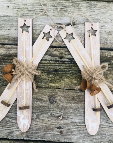 Deko-Ski aus Holz braun 21cm 2Stk