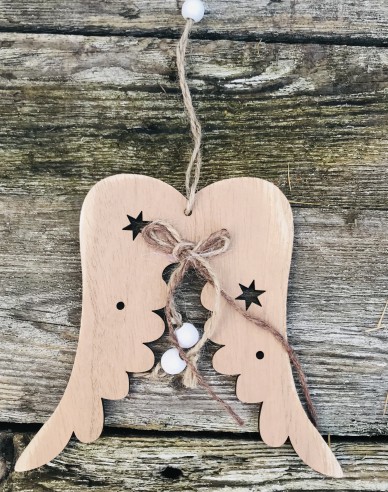 Dekorative Flügel aus Holz zum Aufhängen braun