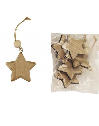 Dekorativer Holzstern zum Aufhängen, 5 Stück