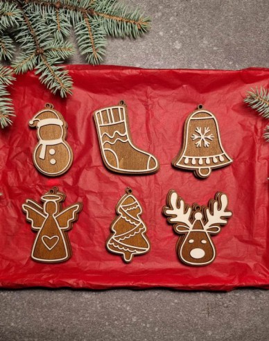 Lebkuchenset Nr.1 - Schachtel mit Weihnachtsschmuck