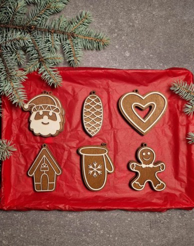 Lebkuchenset Nr.2 - Schachtel mit Weihnachtsschmuck