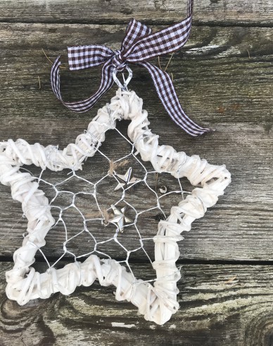 Weidenstern mit Draht weiß 14cm