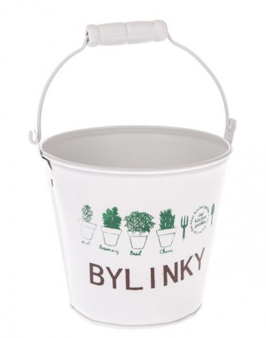 Kräutertopf aus Metall im Weiss