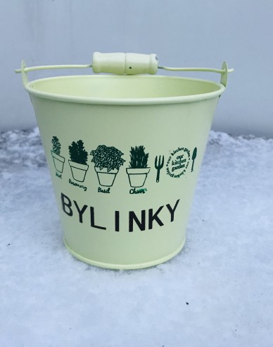 Kräutertopf aus Metall in Gelb