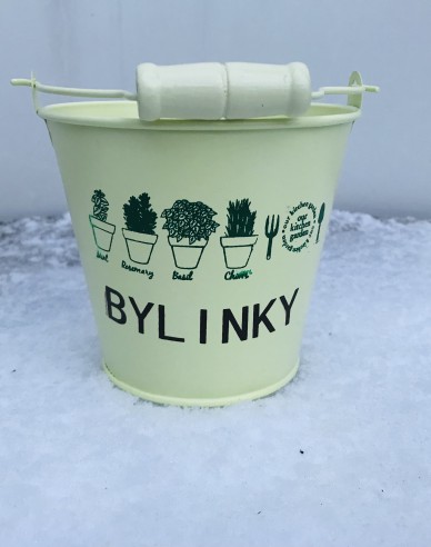 Kräutertopf aus Metall in Gelb