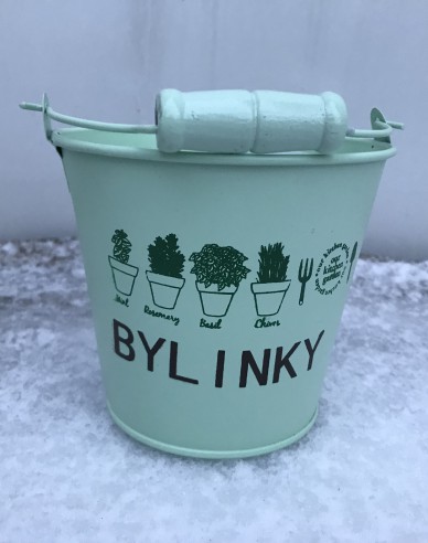 Kräutertopf aus Metall in Grün