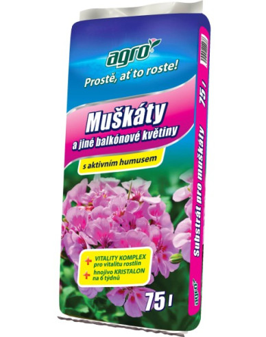 AGRO-Substrat für Geranien und andere Balkonblumen 75l