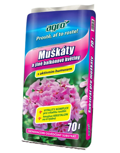 AGRO-Substrat für Geranien und andere Balkonblumen 70l
