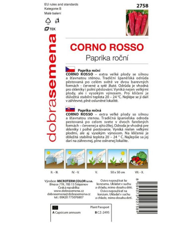 Dobrá semená Paprika Corno Rosso