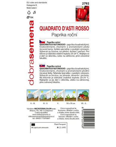 Dobrá semená Paprika Quadrato DAsti Rosso