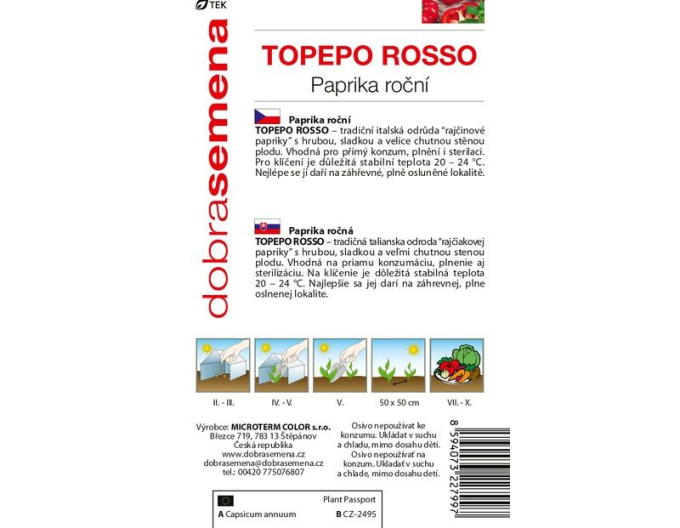 Dobrá semená Paprika Topepo Rosso