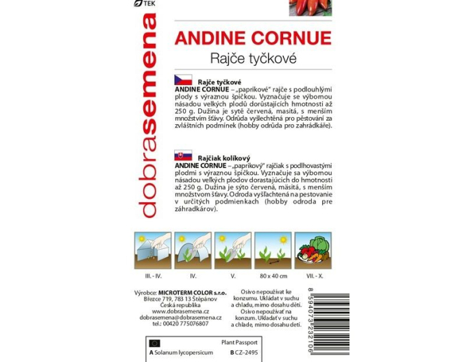 Dobrá semená Stabtomate Andine Cornue