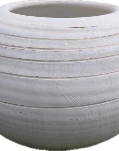 Tontopf weiß Kugel L