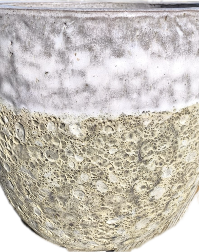 Keramischer Blumentopf M - weißes Dekor