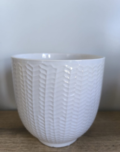 Keramischer Übertopf, weiß, glänzend