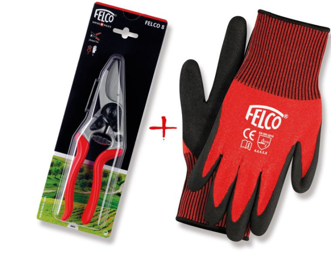 FELCO 8 Schere + FELCO 701 - XL Handschuhe