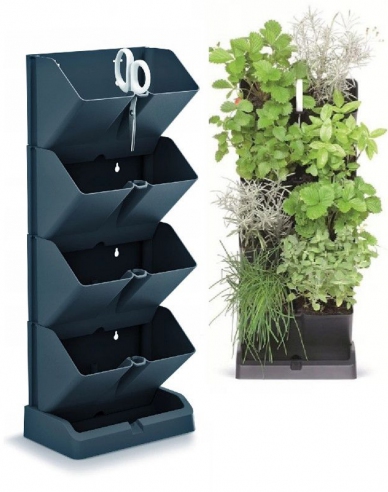 Vertikale Pflanzgefäße mit Schere  MINI CASCADE IO1W200 anthrazit